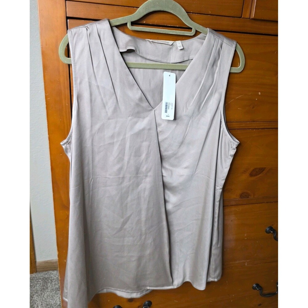 NWT Soft Surroundings Hideaway Tank Top Blouse Size Large Taupe Sleeveless